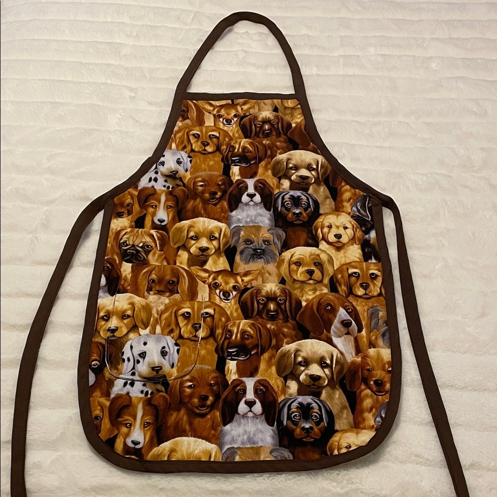 Dog Print Apron - Brown and Tan